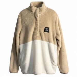 Fleece Pullover Camel and Cream Women's Size Large